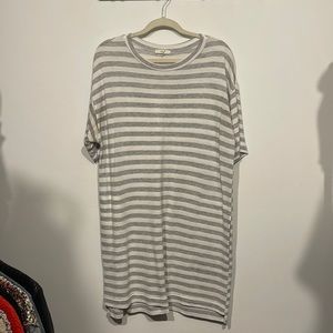 Grey striped t-shirt dress